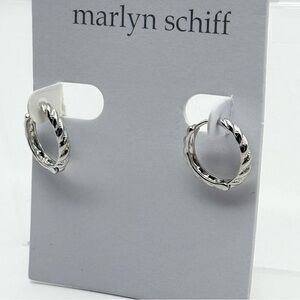 Marlyn Schiff Twisted Silver Hoop Earrings